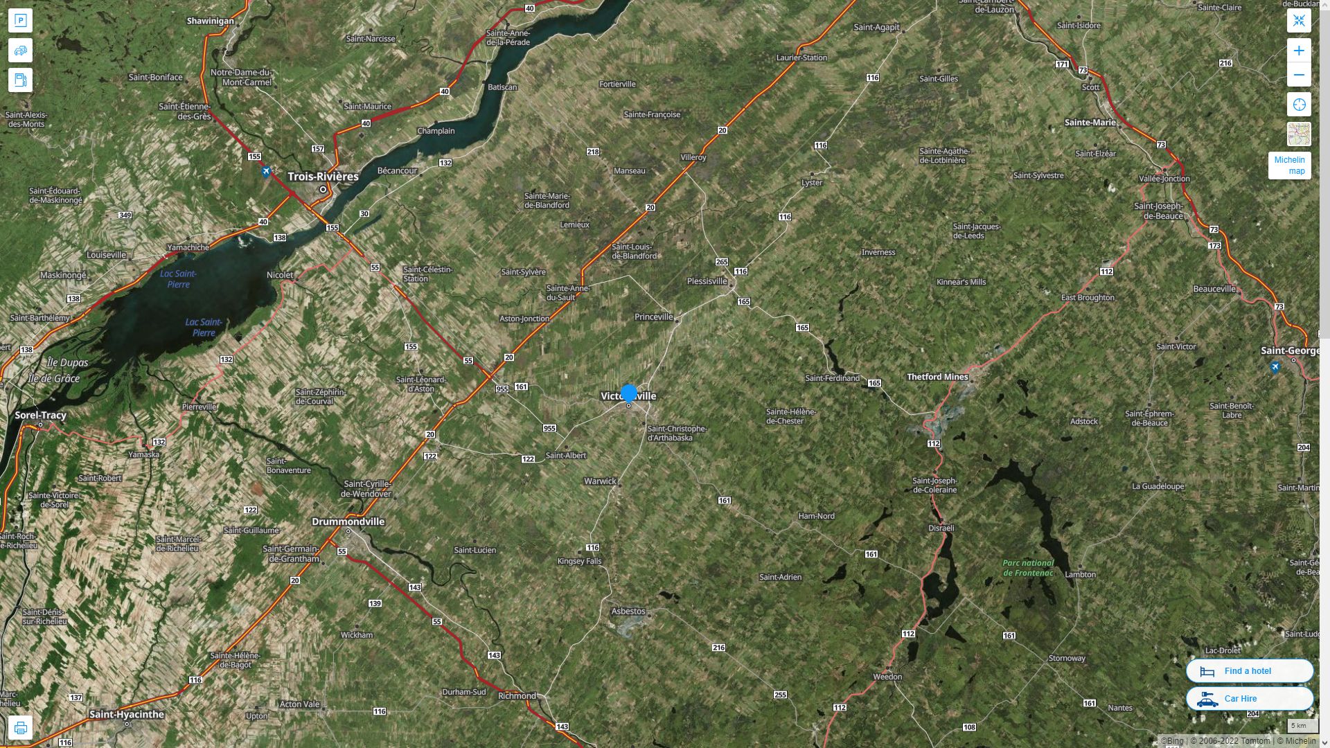 Victoriaville Canada Autoroute et carte routiere avec vue satellite